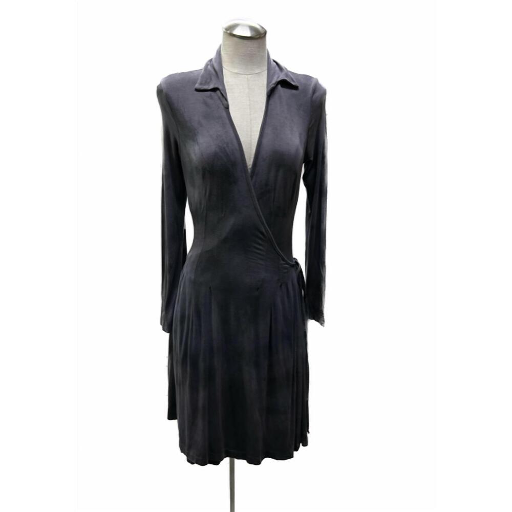 NEW ONE ESSENCE victoria wrap dress/duster in black tie dye thunder